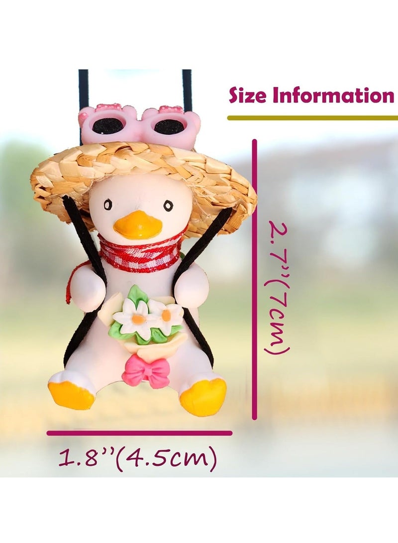 كابتن تيك Swinging Duck Car Hanging Ornament - Cool Pink Fedora Hat & Guitar Design - Rear View Mirror Accessories for Vehicles, Homes, Offices - Image 3