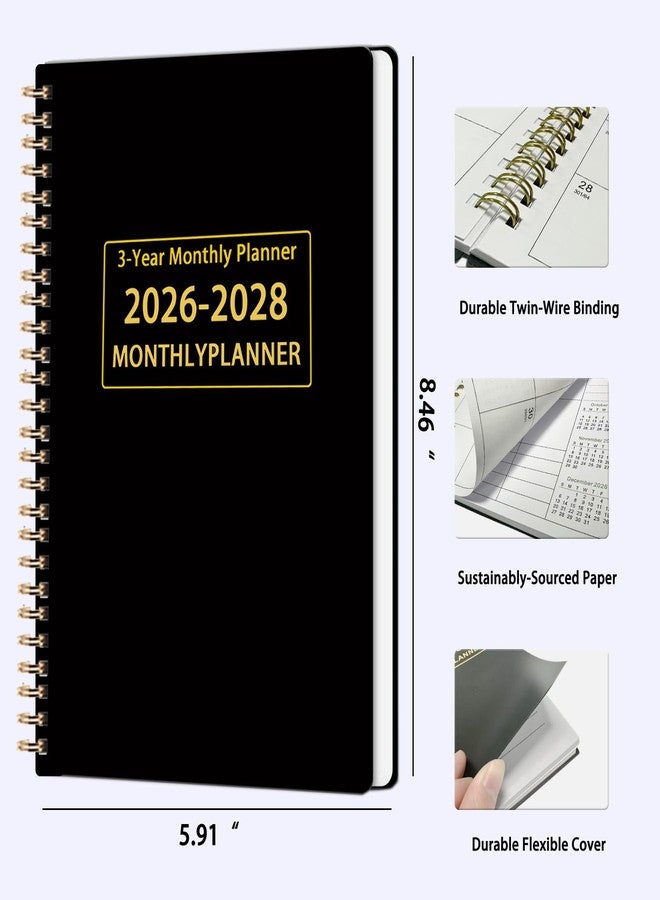 Dayvorax 2026-2028 Monthly Planner - 3 Year Monthly Calendar/Planner 2026-2028, 5.9" x 8.5", 36 Month Calendar Planner, Planners with Twin-Wire Binding, Lined Notes Pages - Image 2