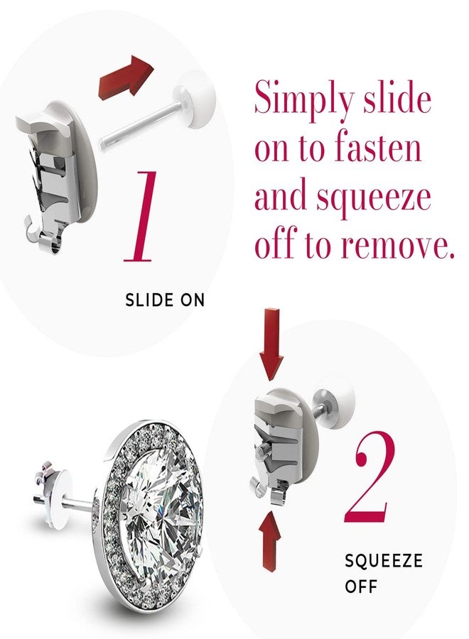 Connoisseurs Locking Earring Backs - 2 Pairs - Compatible with Most Silver Earrings - Fits 0.5-1mm Diameter Posts - Hypoallergenic - Image 4