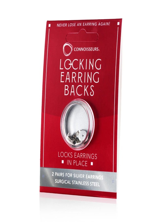 Connoisseurs Locking Earring Backs - 2 Pairs - Compatible with Most Silver Earrings - Fits 0.5-1mm Diameter Posts - Hypoallergenic - Image 1