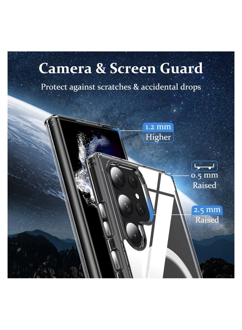 Case for Samsung Galaxy S23 Ultra Clear Magnetic Cover Mag Safe Compatible Clear Hard Back Case Shockproof Silicone Frame Edge Bumper Slim Transparent Case for Samsung Galaxy S23 Ultra  - Image 2