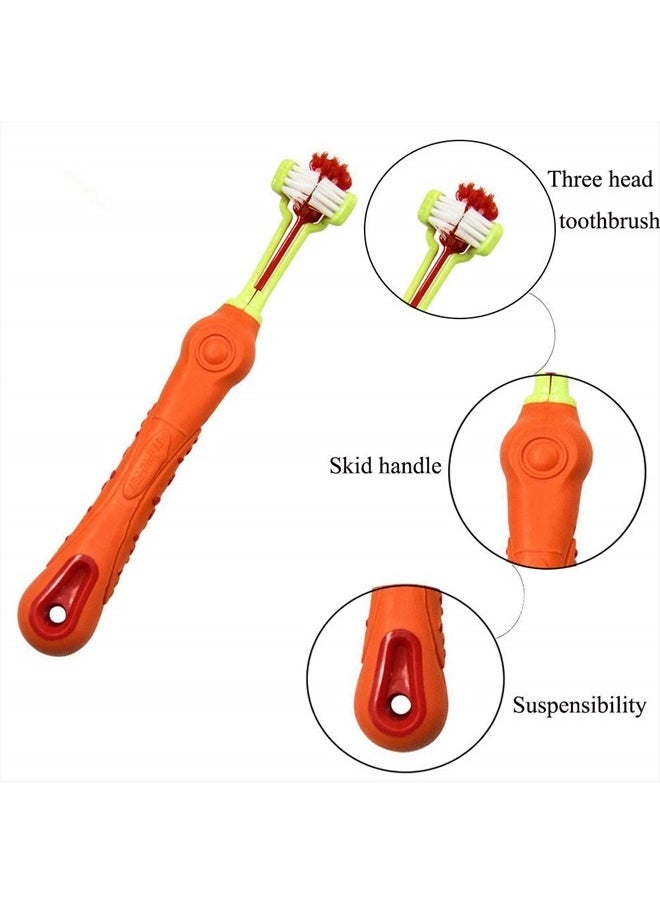 Orgrimmar 2 Pcs Three Sided Pet Toothbrush Dog Brush Addition Bad Breath Tartar Teeth Care Dog Cat Cleaning Mouth  - Image 2