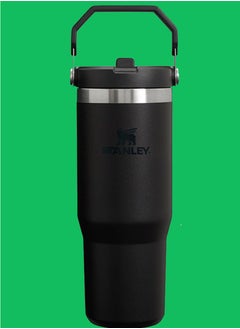 IceFlow Stainless Steel Tumbler 30oz – Leak-Resistant, Vacuum Insulated Water Bottle with Straw – Double Wall Travel Cup for Hot & Cold Beverages – Keeps Drinks Cold for 12 Hours, Iced for 2 Days – BPA-Free, Durable, Portable – Ideal for Office, Home, Gym, Outdoor, Camping & Travel  Black