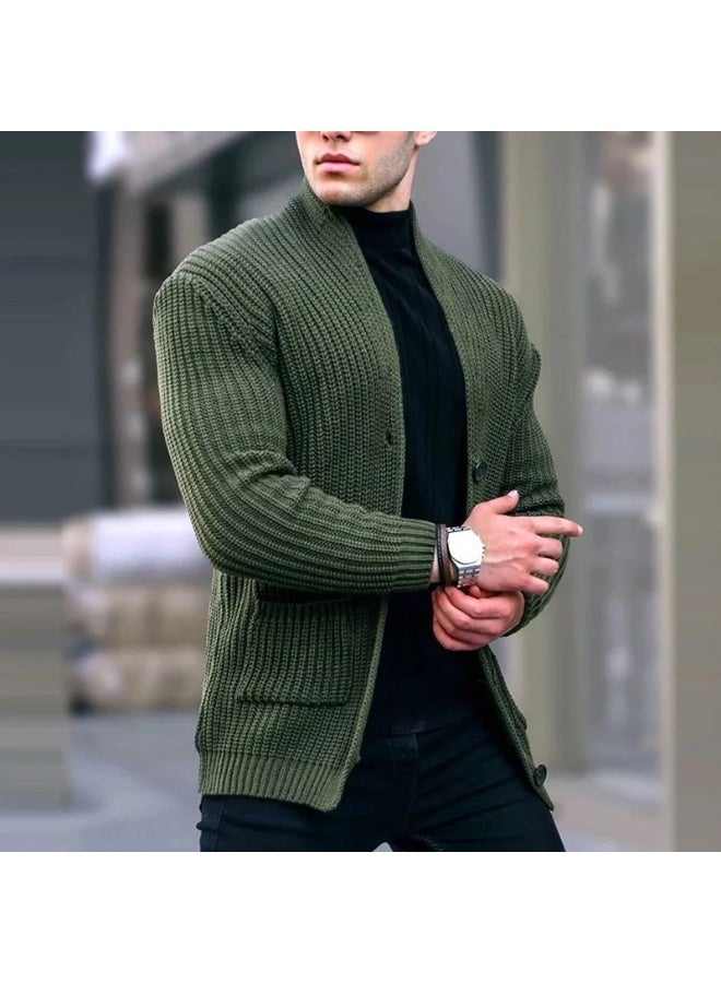 NIBEMINENT Men Casual Knitting Cardigan Autumn Winter Sweater Coats Solid Long Sleeve Male Jacket Daily Style Pocket Streetwear Tracksuits - Image 1
