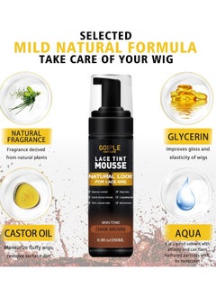 Goiple Lace Tint Melting Mousse for Women's Hair Wigs, Toupees, and Hairpieces - 6.8 fl oz Natural Finishing Color Tool Set (Dark Brown)  - Image 4