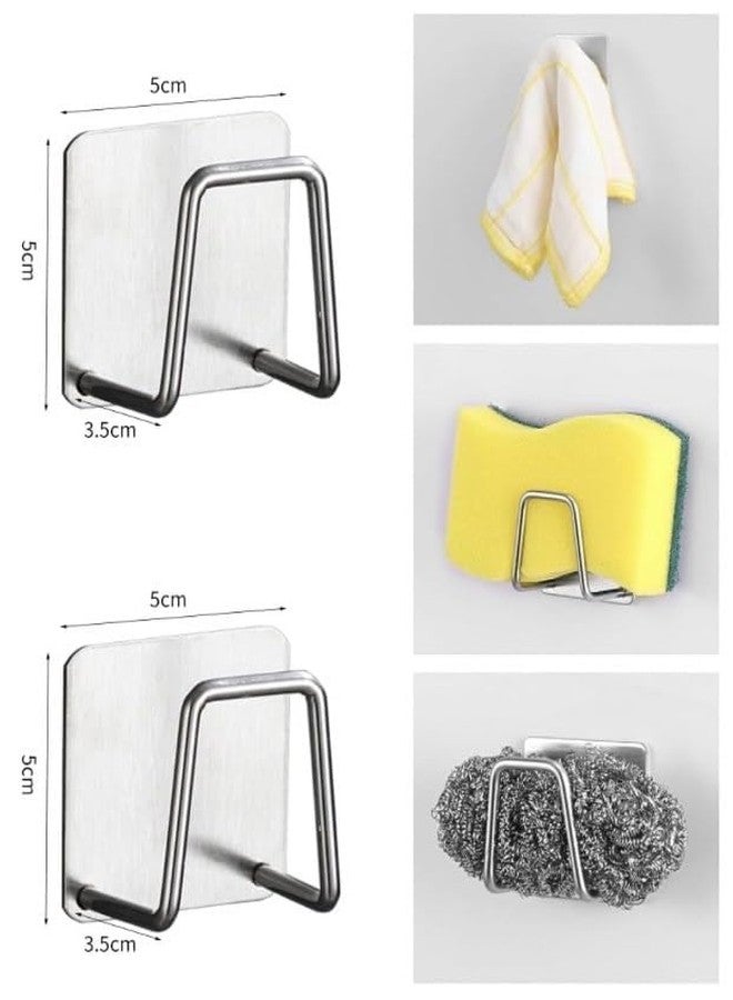Japak Stainless Steel Adhesive Sponge Holder for Kitchen Sink (Pack of 2) | Rustproof & Waterproof Sink Caddy Organizer for Sponge, Scrubber & Brush | Strong Adhesive Kitchen Accessories Rack - Image 3