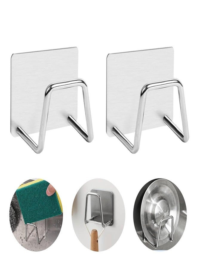 Japak Stainless Steel Adhesive Sponge Holder for Kitchen Sink (Pack of 2) | Rustproof & Waterproof Sink Caddy Organizer for Sponge, Scrubber & Brush | Strong Adhesive Kitchen Accessories Rack - Image 1