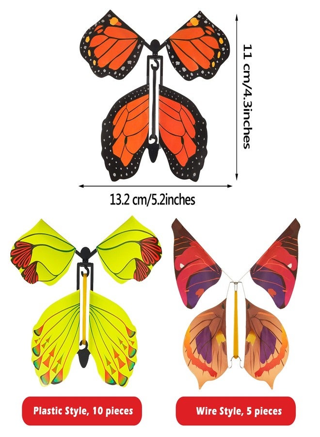 Gejoy 15 Pcs Wind up Butterflies for Cards Magic Flying Butterfly Paper Rubber Band Butterfly Wind up Butterflies for Card Insert Surprise Gift for Box Explosion(Mixed Color Style) - Image 2