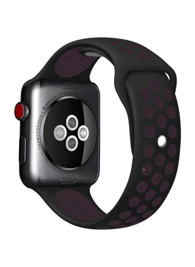 NIBEMINENT - Silicone Nike Design Sport Band for Apple Watch 42/44/45mm Black/Purple - Image 1