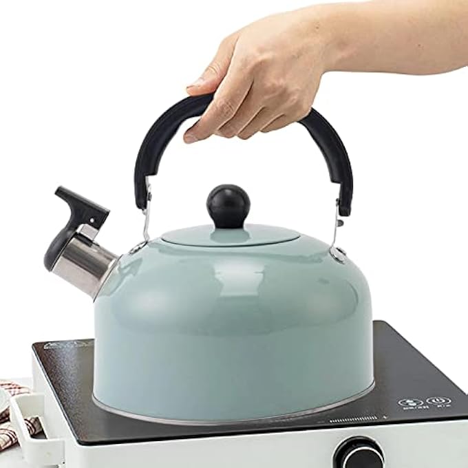 ريحني غلاية شاي سعة 3 لتر مصنوعة من الفولاذ المقاوم للصدأ بدرجة طعام، غلاية صفير بمقبض مريح، إبريق شاي عتيق أنيق بقاعدة مركبة - Image 5