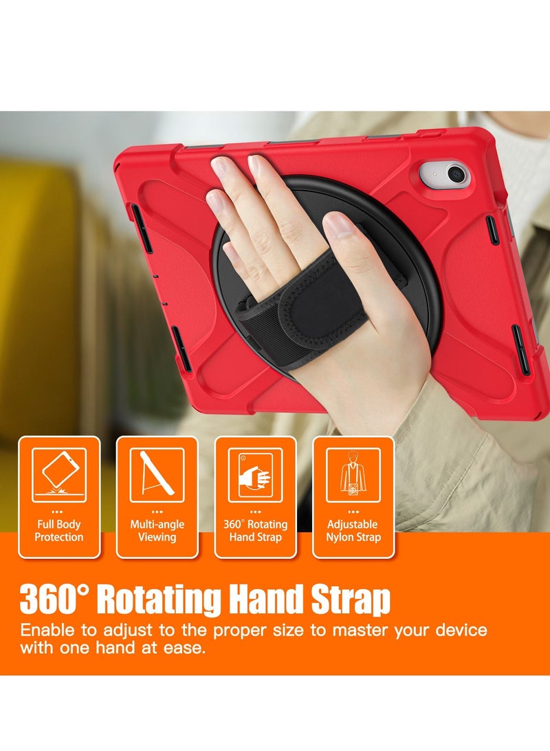 GULFLINK Full Body Cover with 360 Rotating Hand Strap & Shoulder Strap, Heavy Duty Shockproof Case for  ipad 10th 10.9 inch 2022（A2757/A2777）Red - Image 4