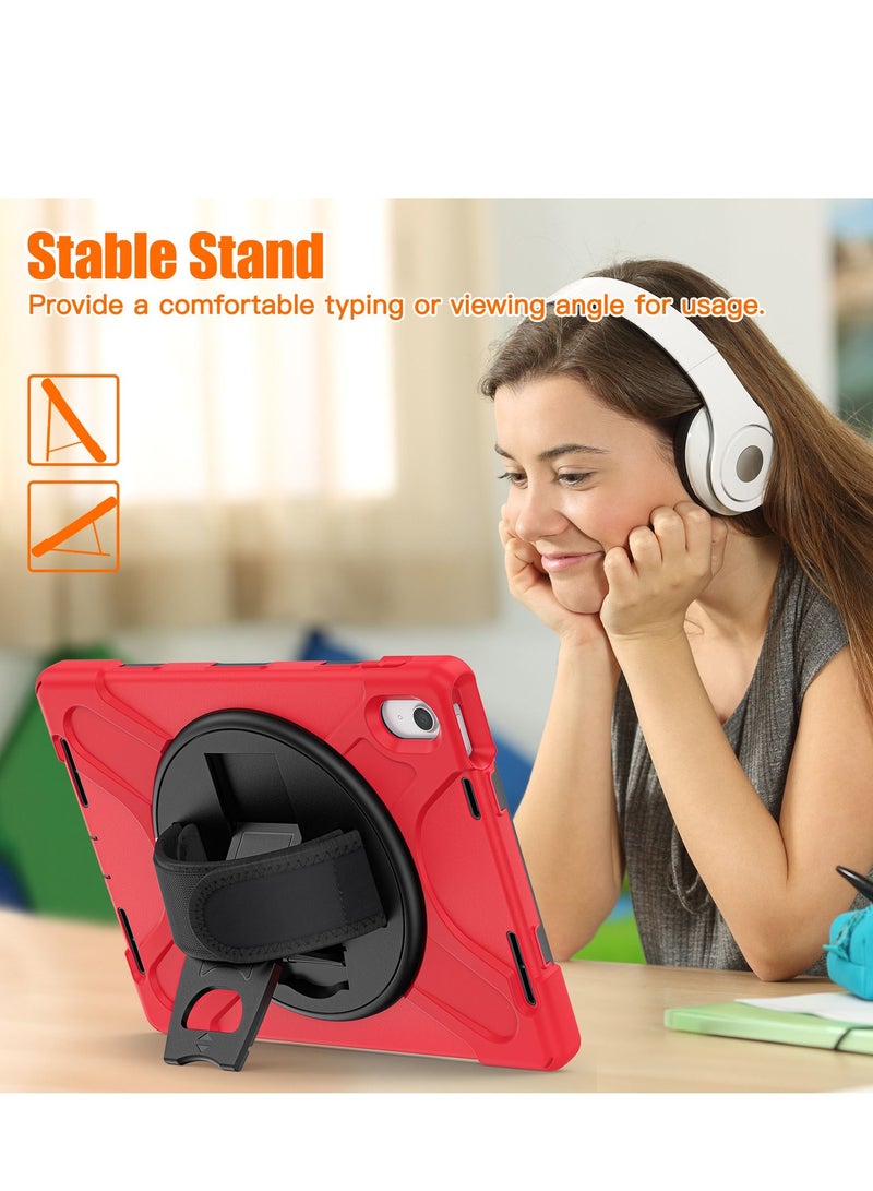 GULFLINK Full Body Cover with 360 Rotating Hand Strap & Shoulder Strap, Heavy Duty Shockproof Case for  ipad 10th 10.9 inch 2022（A2757/A2777）Red - Image 5