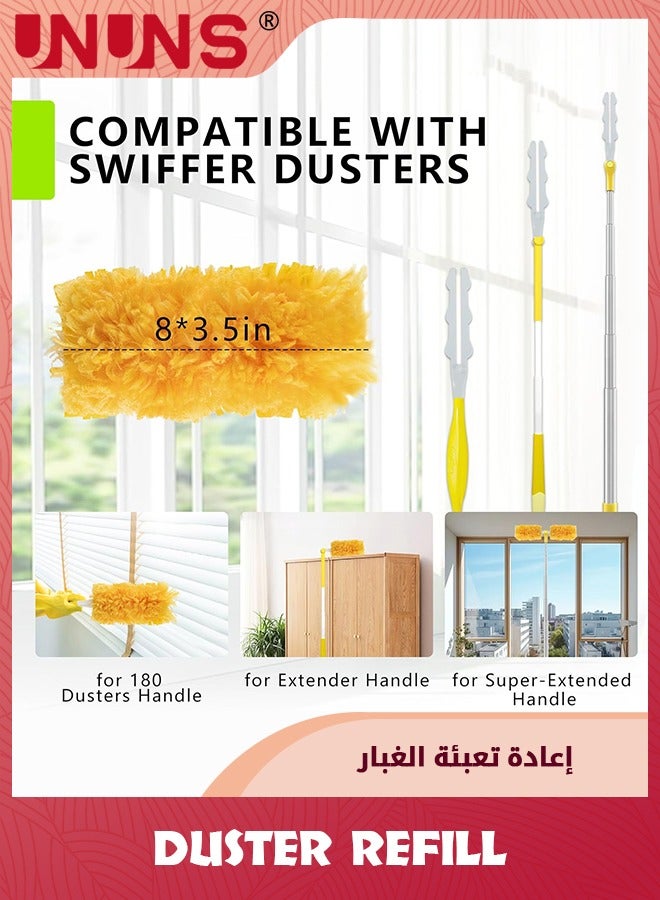 UNUNS 20 Pack Duster Kit,360° Heavy Duty Furniture Duster Refills,Disposable Multi-Surface Microfiber Feather Duster Kit with 1 Handle,Yellow  - Image 2