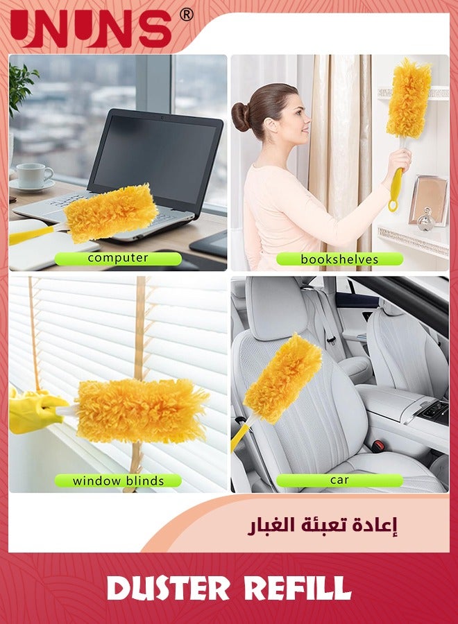 UNUNS 20 Pack Duster Kit,360° Heavy Duty Furniture Duster Refills,Disposable Multi-Surface Microfiber Feather Duster Kit with 1 Handle,Yellow  - Image 3