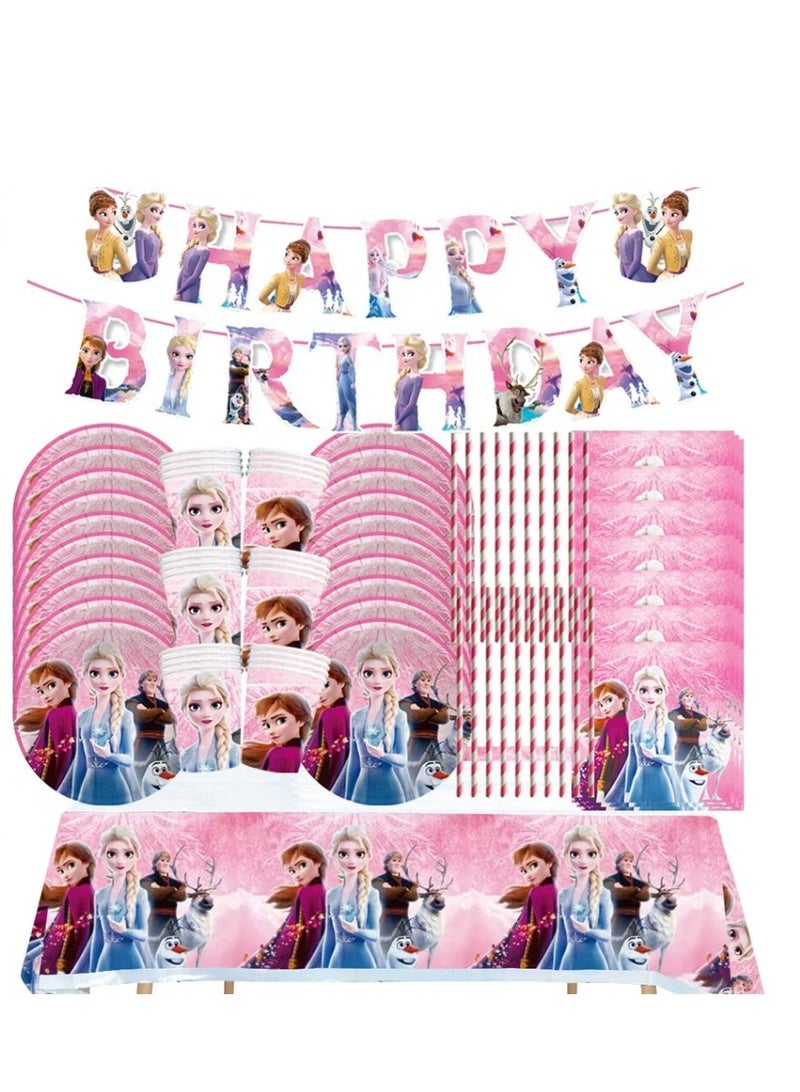 Tamona Frozen Birthday Decoration Pack, Girls Party Decoration, Birthday Party Amazing Elsa, Anna-Frozen New Party Tableware Set -150 Pieces - Image 2