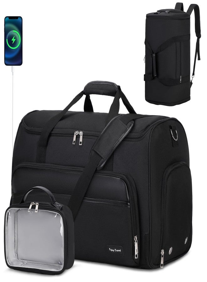 Bevalsa Garment Duffle Bags for Travel, Convertible Garment Bag for Men Women, Carry On Duffle Bag Backpack with Shoe Compartment & Toiletry Bag, 4 in 1 Hanging Suitcase Suit Travel Bags (Black) - Image 1