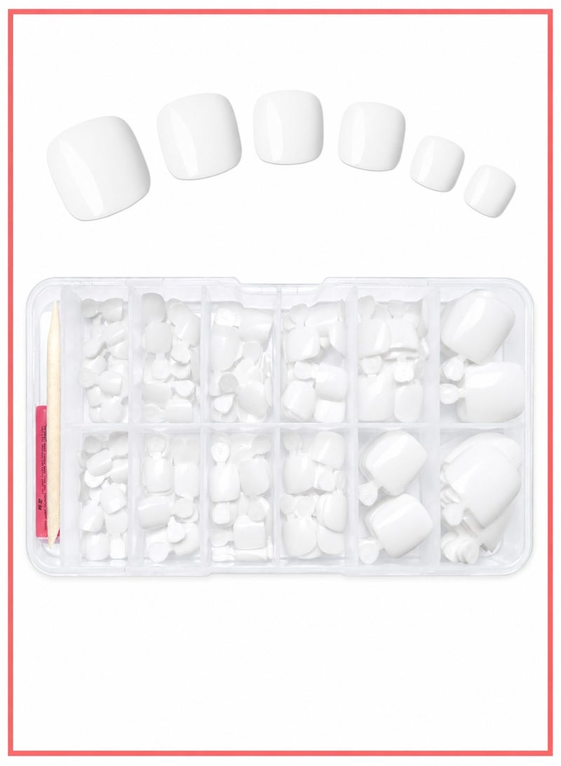 CHU DAI White Toenail Set – Glossy Natural Fake Toenails Pedicure Kit, Easy DIY Nail Tips, Long-Lasting Comfortable Fit - Image 3