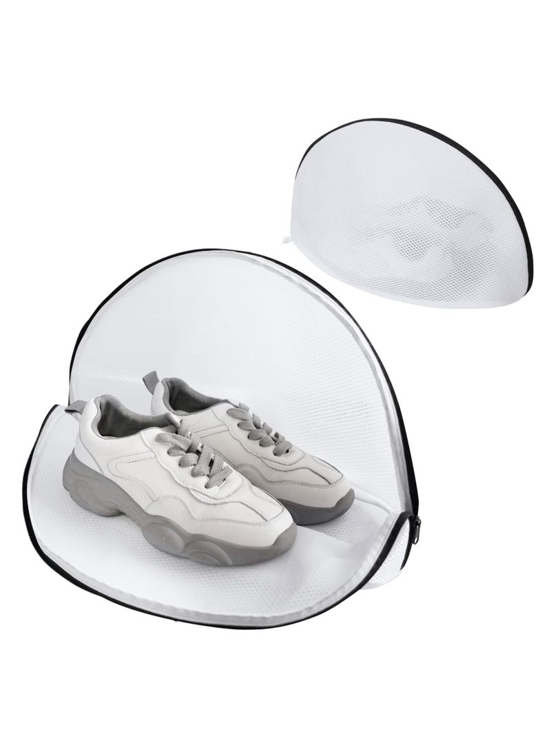 2 Pack Mesh Laundry Bags - Shoe Laundry Bag with Zipper Shoe Washing Machine Bag for Bras Socks Sneakers Delicates - White  - Image 1