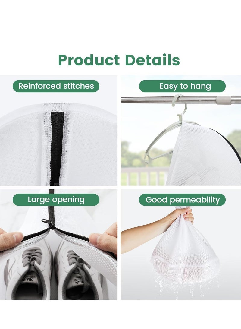 2 Pack Mesh Laundry Bags - Shoe Laundry Bag with Zipper Shoe Washing Machine Bag for Bras Socks Sneakers Delicates - White  - Image 3
