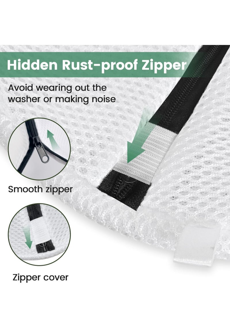 2 Pack Mesh Laundry Bags - Shoe Laundry Bag with Zipper Shoe Washing Machine Bag for Bras Socks Sneakers Delicates - White  - Image 4