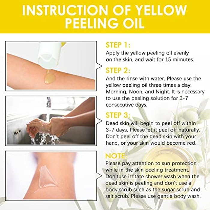 YAFUSIPE Yellow Peeling Oil for Dark Skin Strong Peel Oil Extra Strength Exfoliating Chemical Exfoliant Peels Solution at Home Body Peeling for Exfoliate Body Hand Foot Knuckle All Skin Type 3.66 OZ - Image 5