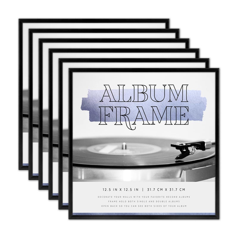 MCS MCS Record Matte Frame 125x1255 Record Frame Black Aluminum Frame to Display One LP Vinyl Record Jacket 6Pack 