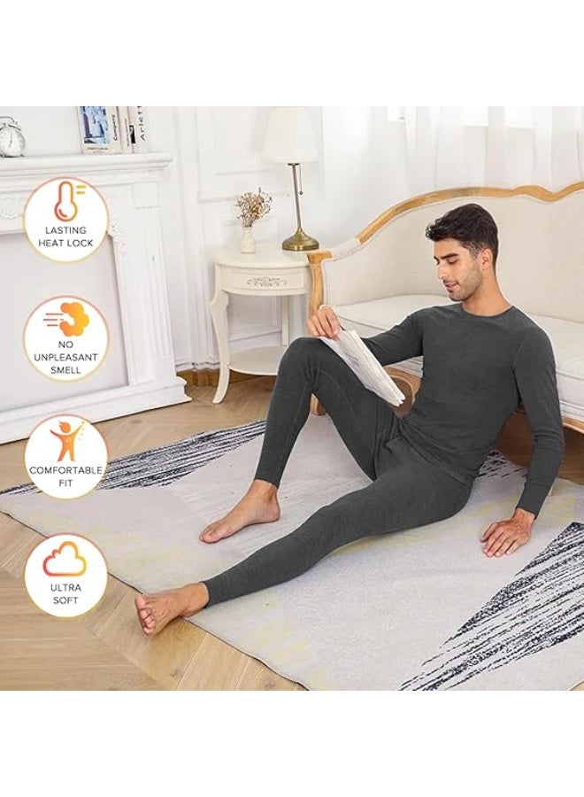 JOGAMS Long Johns Thermal Underwear for Men Fleece Lined Base Layer Set Super Soft Fleece Perfect for Men Who Like to Practice Outdoor and Winter Sports Men's Long Sleeve Pajama Top and Pants Set - Image 5