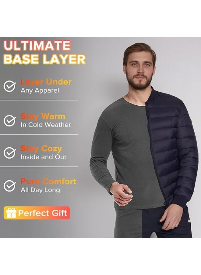 JOGAMS Long Johns Thermal Underwear for Men Fleece Lined Base Layer Set Super Soft Fleece Perfect for Men Who Like to Practice Outdoor and Winter Sports Men's Long Sleeve Pajama Top and Pants Set - Image 3