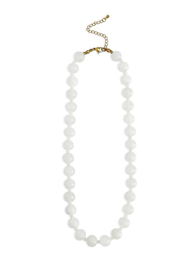 DOLLESS Beaded Necklace for Women Boho Crystal Bead Natural Stone Choker Necklace Handmade Charm Necklace (White) - Image 1