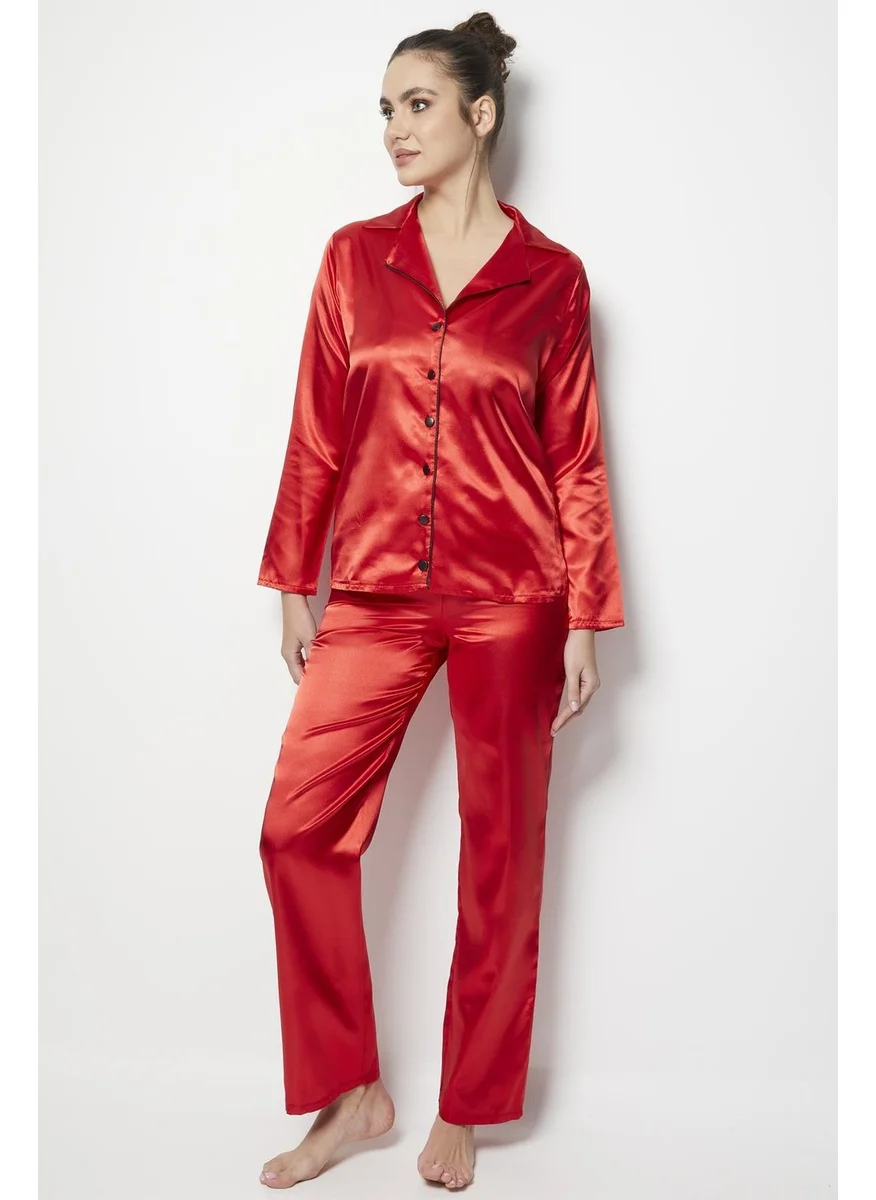 Miorre Long Sleeve Women's Pajama Set Satin