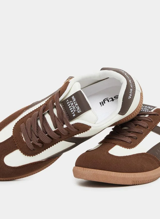 Styli Styli Color Block Buckle Detail Lace Up Sneakers
