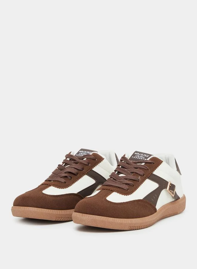 ستايلي Styli Color Block Buckle Detail Lace Up Sneakers