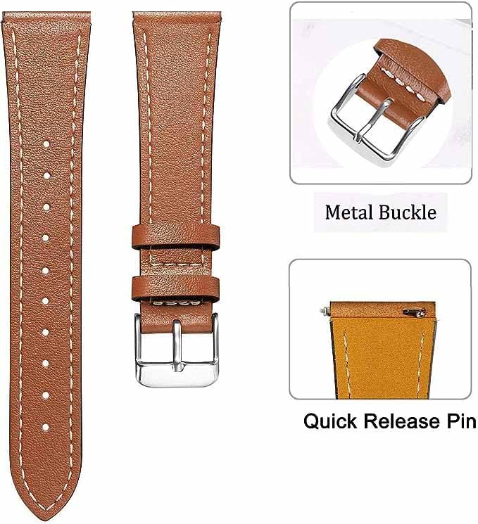 ADAMO Leather 20Mm Watch Strap Compatible For Bip U Pro/Gts/Bip 3 Pro/Icon Buzz And All 20Mm Wristwatch And Smartwatches, Tan - Image 3