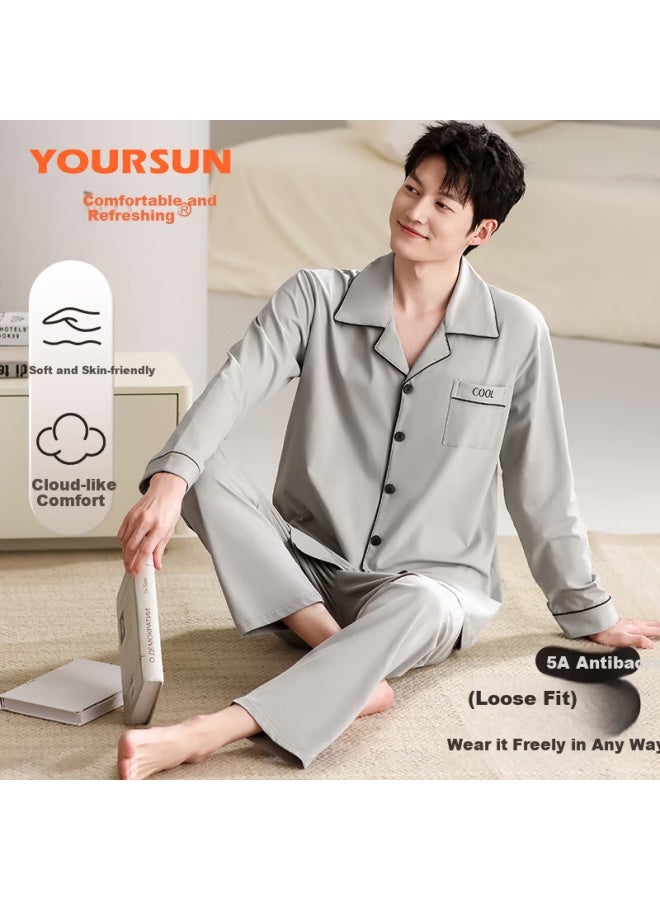 Your Sun Yiershuang Men's Pajamas, Autumn And Winter Cotton Long-sleeve Cardigan, Loose Casual Wear, Home Loungewear Set - Image 1