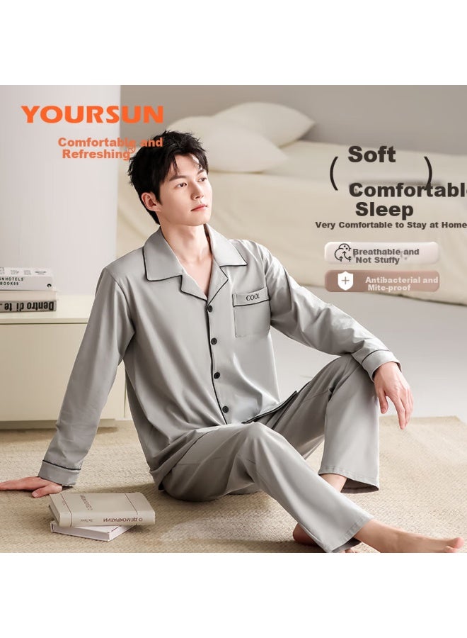 Your Sun Yiershuang Men's Pajamas, Autumn And Winter Cotton Long-sleeve Cardigan, Loose Casual Wear, Home Loungewear Set - Image 3
