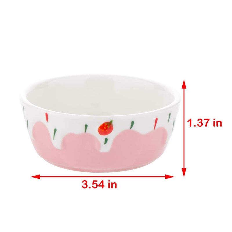 DQITJ 2 Pcs Hamster Ceramic Bowl, Small Animals Anti-Turning Food Water Bowl for Rabbit Hamster Guinea Pig Hedgehog Squirrel (Pink and Red) - Image 5
