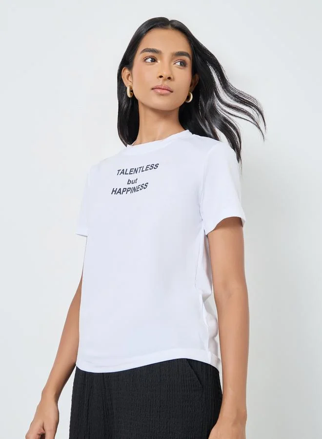 Take Two Take Two Women White Slogan Print T-Shirt