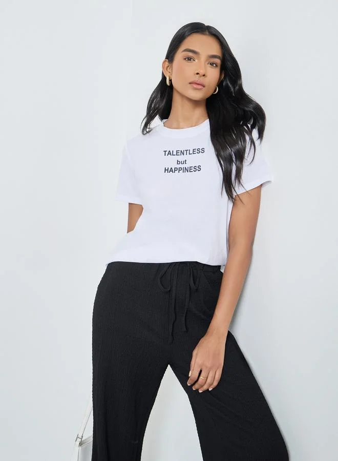 Take Two Take Two Women White Slogan Print T-Shirt