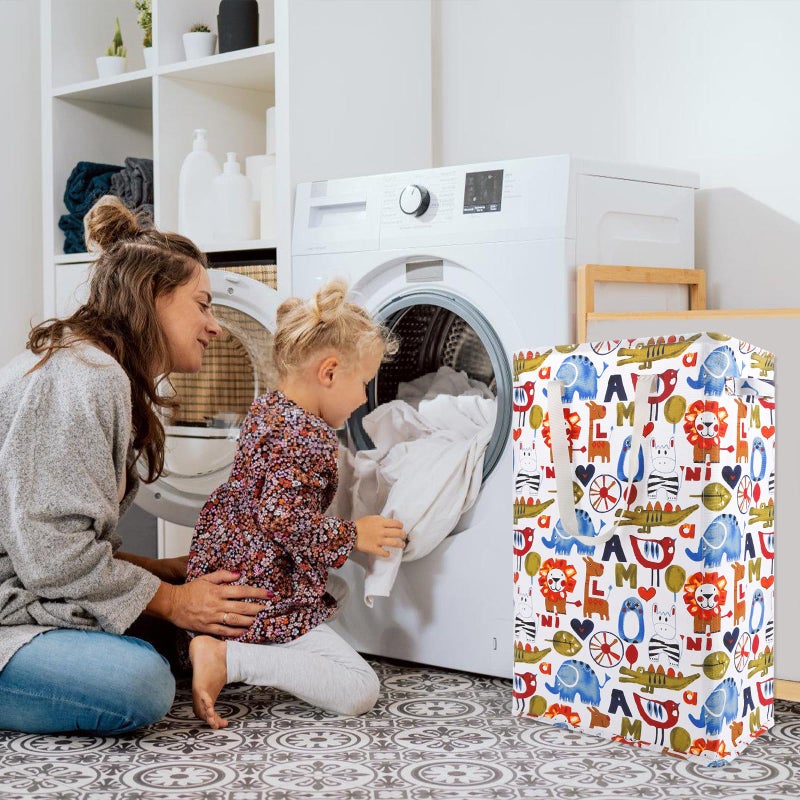 Odonata Slim Laundry Hamper Handles Collapsible Laundry Basket Thin Dirty Clothes Basket Narrow Laundry Bag Foldable Dirty Hamper 48L (Animal) - Image 5