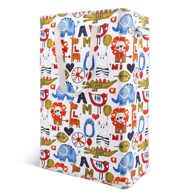 Odonata Slim Laundry Hamper Handles Collapsible Laundry Basket Thin Dirty Clothes Basket Narrow Laundry Bag Foldable Dirty Hamper 48L (Animal) - Image 1