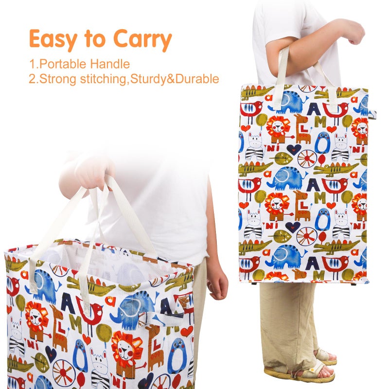 Odonata Slim Laundry Hamper Handles Collapsible Laundry Basket Thin Dirty Clothes Basket Narrow Laundry Bag Foldable Dirty Hamper 48L (Animal) - Image 4