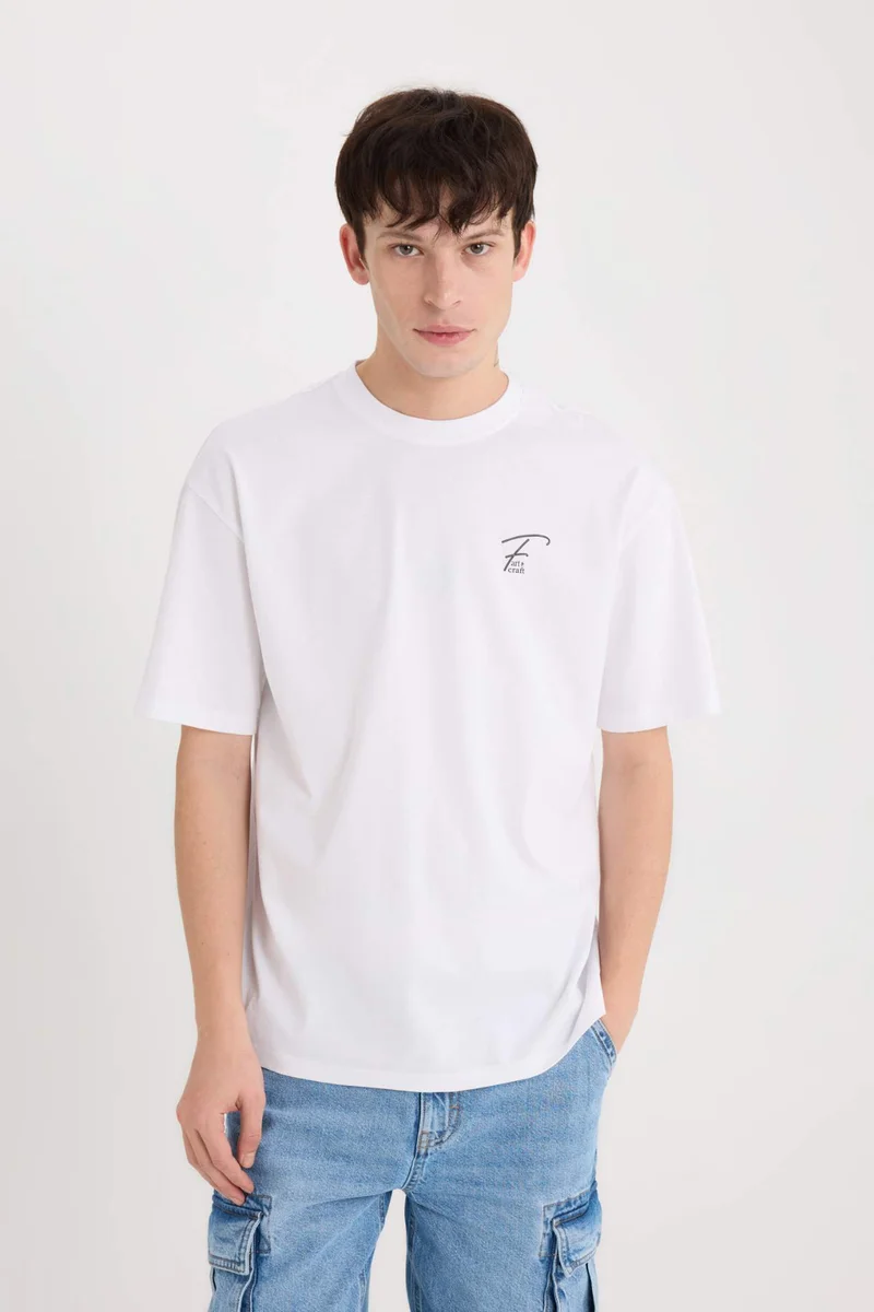 DeFacto Comfort Fit Crew Neck Printed Short Sleeve T-Shirt