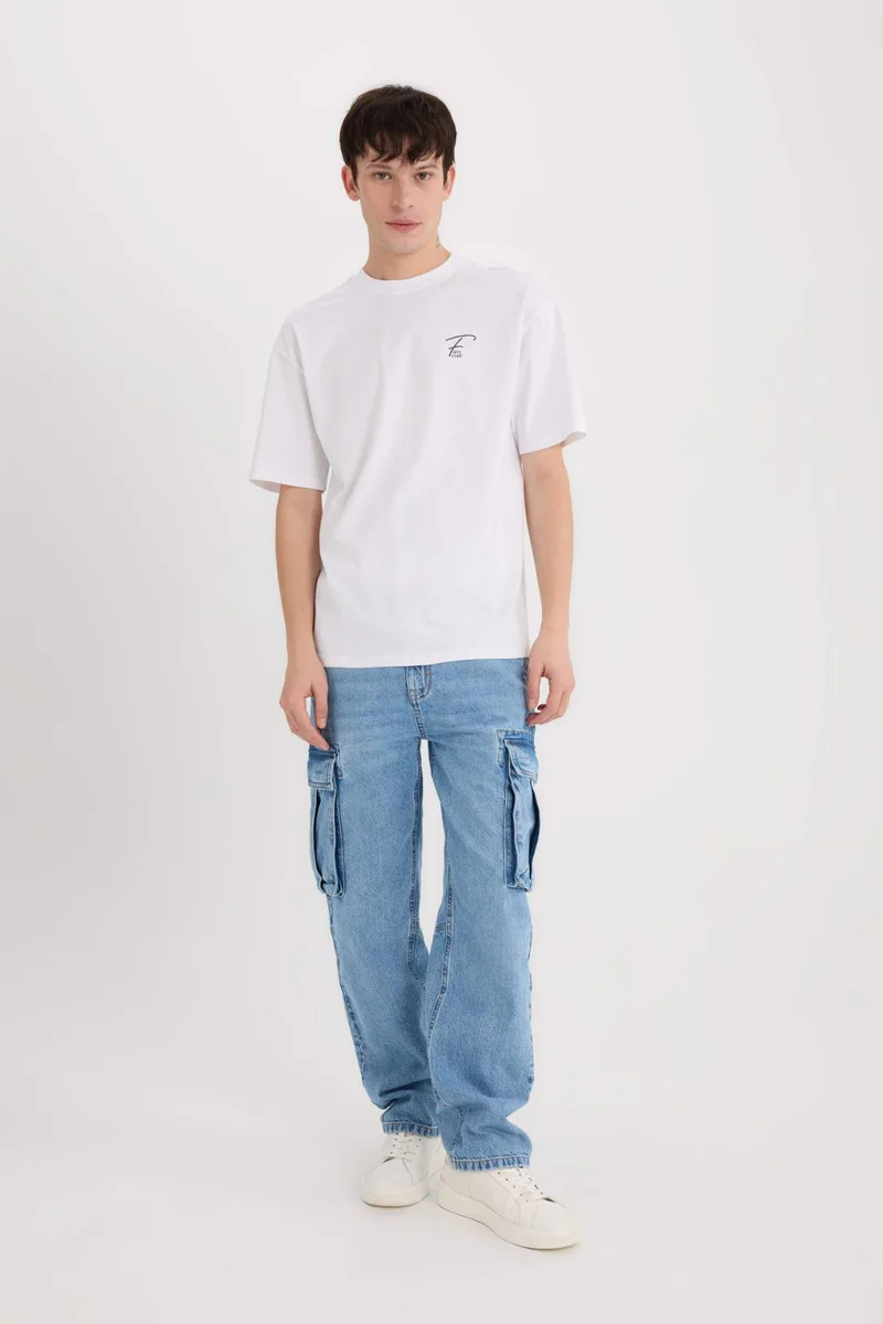 DeFacto Comfort Fit Crew Neck Printed Short Sleeve T-Shirt