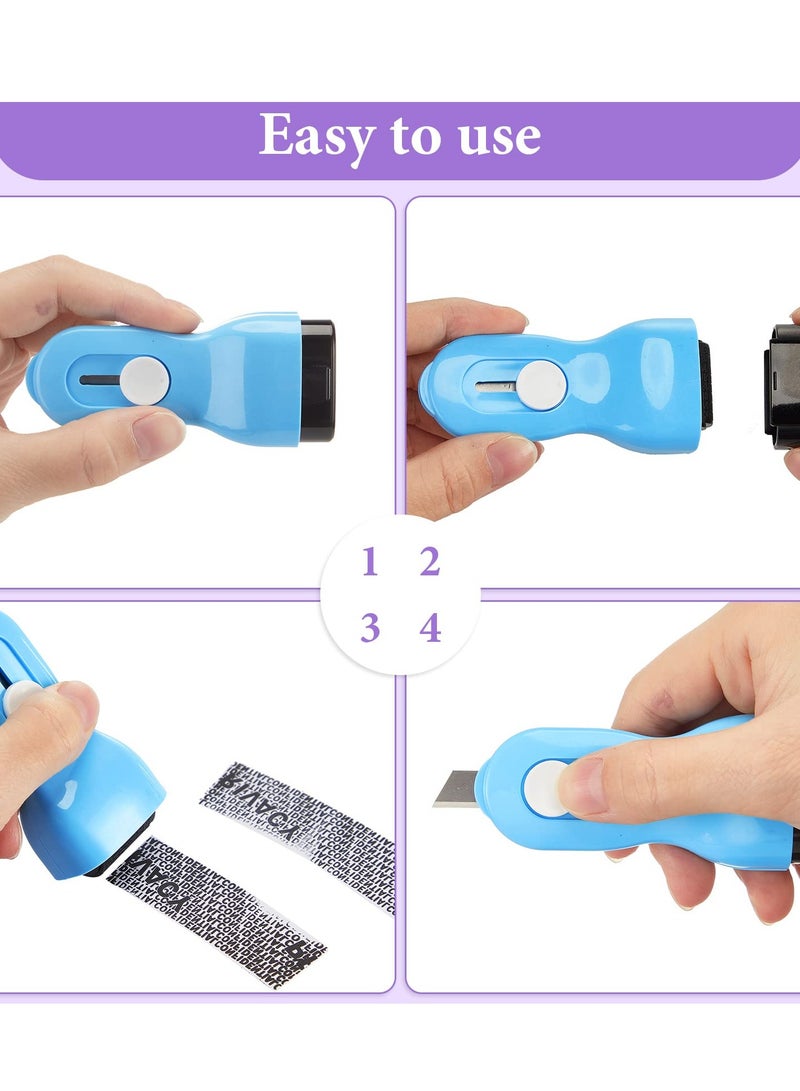 SOLARAE 4 Pcs Identity Protection Roller Stamps Confidential Security Roller ID Guard Roller Stamp with Retractable Box Opener, Privacy Security Ink Roller to Cover Personal Information Address Mail ID - Image 3