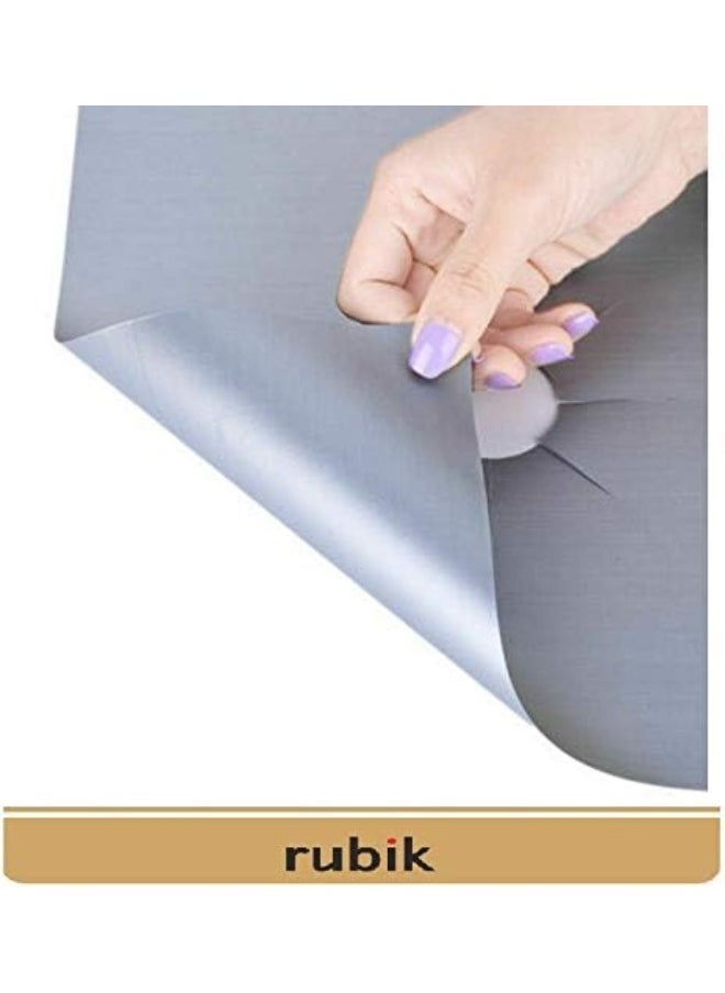 Rubik 8pieces Gas Stove Burner Covers, Non-Stick Gas Range Protectors Reusable Aluminum Foil Cover Liner Mat Pad - Dishwasher Safe, Silver  - Image 5