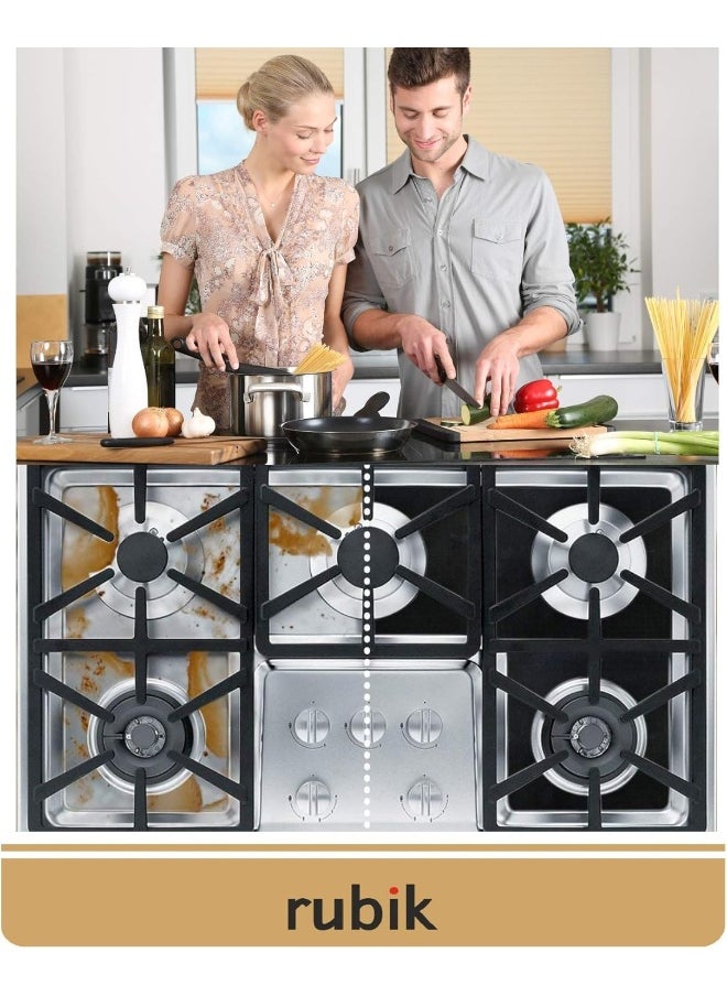 Rubik 8pieces Gas Stove Burner Covers, Non-Stick Gas Range Protectors Reusable Aluminum Foil Cover Liner Mat Pad - Dishwasher Safe, Silver  - Image 2