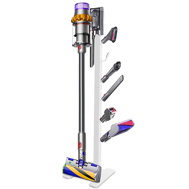 XIGOO XIGOO StorageStandDockingStationHolder Compatible with V15 Detect V11 V10 V8 V7 V6 Cordless Vacuum Cleaners Stable Metal Organizer RackWhite 6 Hooks 