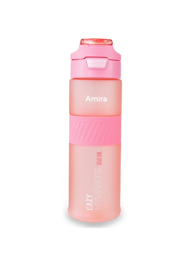 Eazy Kids Personalized Tritan Water Bottle 850ml with Spout Lid & Handle - Candy Coral - Image 1