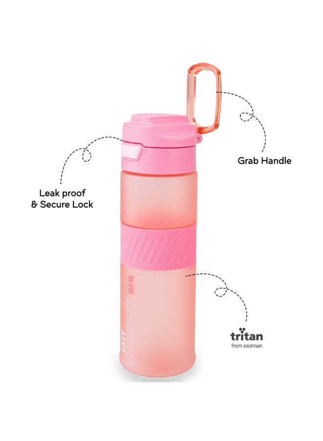 Eazy Kids Personalized Tritan Water Bottle 850ml with Spout Lid & Handle - Candy Coral - Image 4