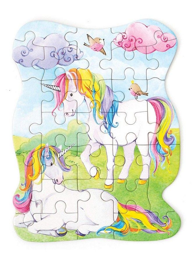 Playhouse ألوان قوس قزح وحيدات القرن 25 قطعة أحجية مصنوعة على شكل قطع صغيرة للبنات - Image 1